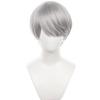 maysuwell Silver White Cosplay Wig Wigs Short Straight Hair with Bangs for Men Anime Cos Perfect for Halloween Party view 2