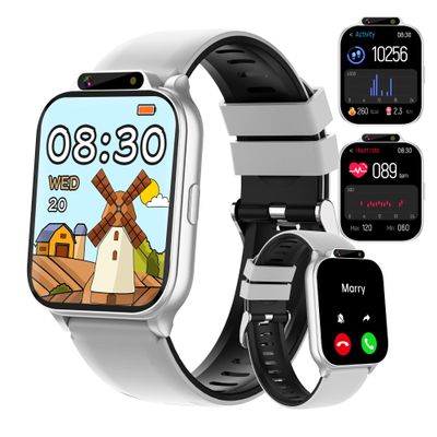Kids Smart Watch with Fitness & Sleep Tracker, Waterproof Smart Watch for Kids with Heart Rate & Sport Modes, HD Camera, Games, Music, Recorder, DIY Dial, Audiobook, Gifts for Boys Girls 5-12(Silver)