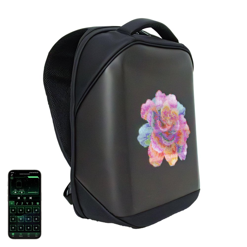 MYKYLIN LED Backpack Waterproof, 96 * 128 Pixel, Customizable Images, Black