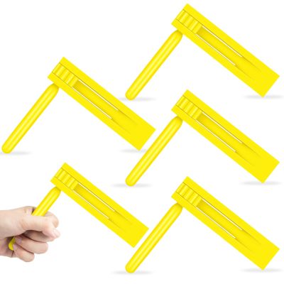 Demonwer 4 Pcs Mexicanas Noise Ratchet Yellow Spinning Rattle Ratchet Noise maker Traditional Wooden Matraca for Parties Football Games Sporting Events
