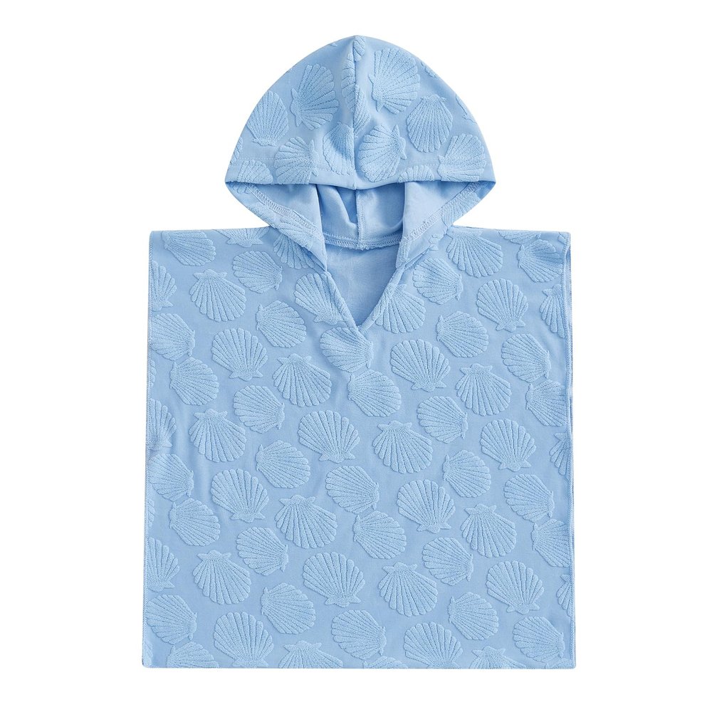 FYBITBO Baby Boy Girl Hooded Towel Poncho Terry Swimsuit Cover Up Beach/Pool/Bath Towels with Hood Bathing Suit Coverups (Blue Seashell, 6-12 Months)