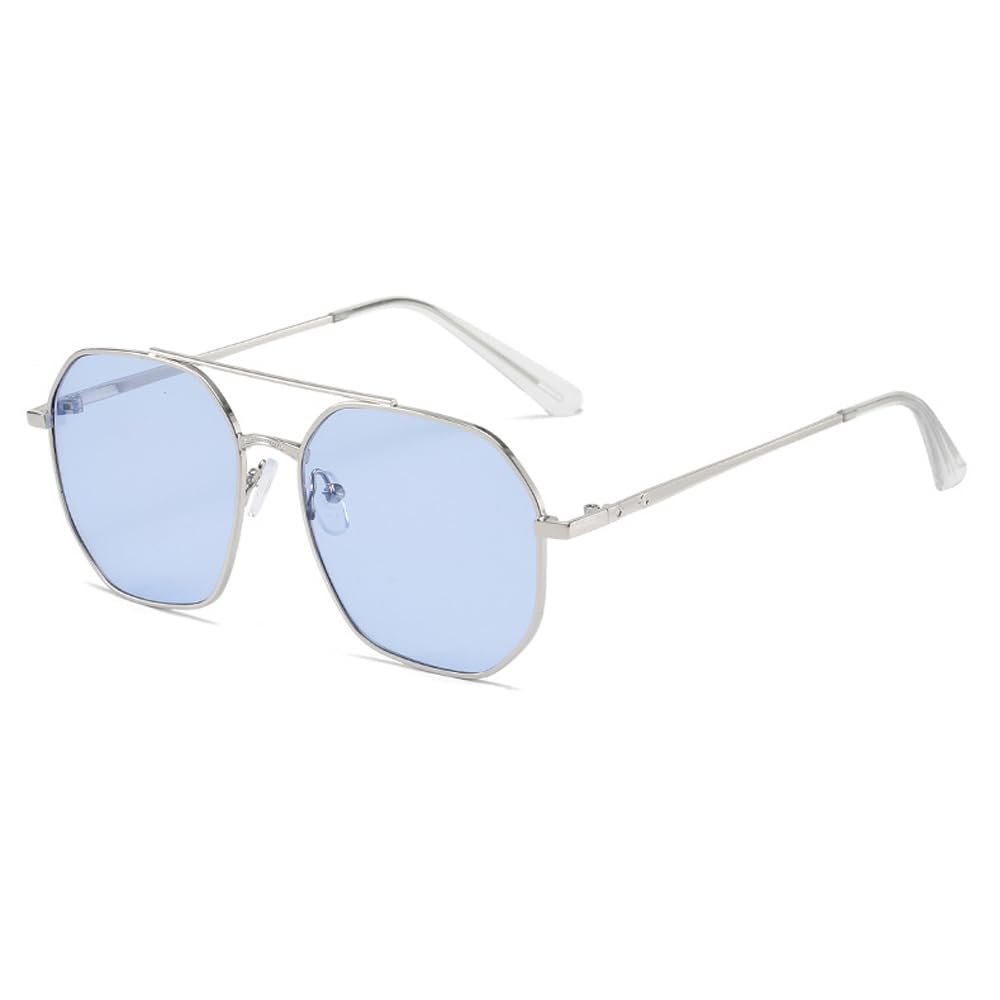 Xrpin Fashion Metal Frame Nearsighted Sunglasses Glasses Lightweight Driving Myopia Glasses Men and women Distance Glasses (Blue, -5.0, Diopters)