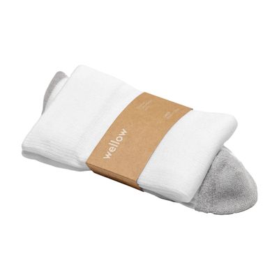 Wellow Premium Socks (Compression Socks - Regular) for Men and Women, Made with Viscose from Bamboo, Relieves Swelling, Nurses - Pregnancy Support, LR, White