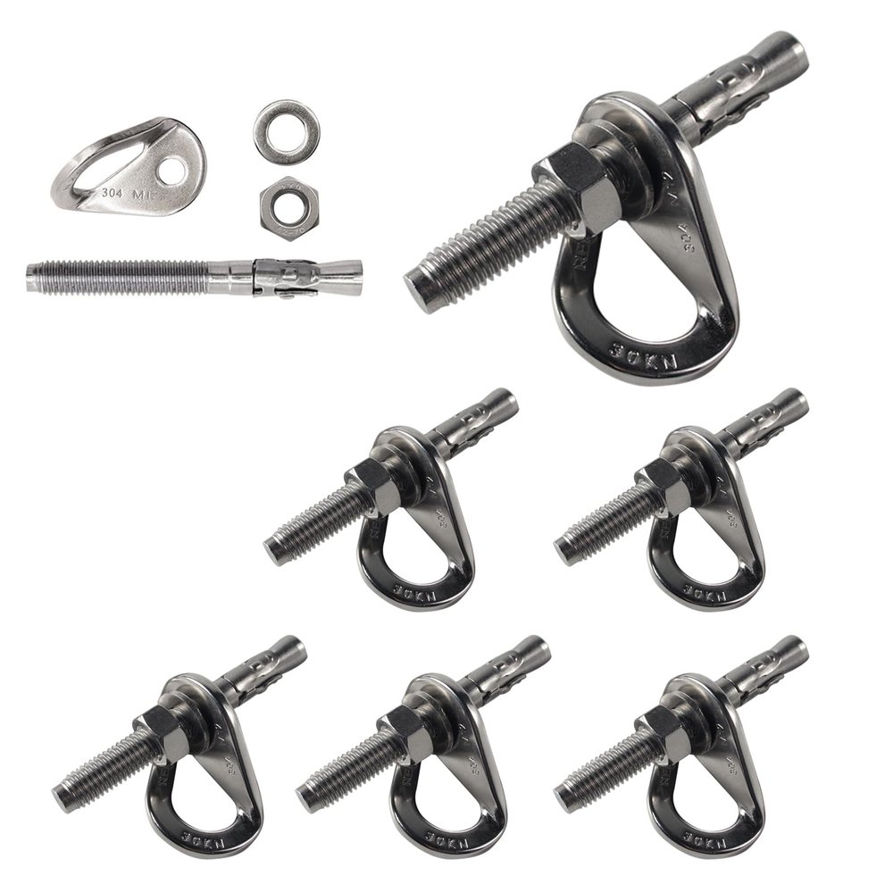 304 Stainless Steel Climbing Bolt Kit, Heavy-Duty Climbing Holds Hanger 1/2"-for Outdoor Climbing Walls, Bouldering Gyms, and DIY Home Training Setups (6 Sets)