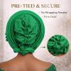 Pre-Tied Nigerian Auto Gele Head Tie African ASO Oke Headwrap Handmade Turban Hat Cap for Women Wedding Party (US, Alpha, One Size, Teal Blue) view 3