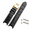 HMFang Notched Leather Watch Strap 20 * 11mm 22 * 13mm Compatible With GC Passa Genuine Lleathe Waterproof Watch Chain Men Women(Black-white-gold,22x13mm) view 1