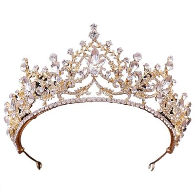 crown,Crowns,tiaras, Tiaraprincess crownWedding Tiara Princess Gold Color Crown Hair Accessories Luxury Crystal Tiara For Women Wedding Headdress Bridal Hair Jewelry (Color : White gold)(White Gold
