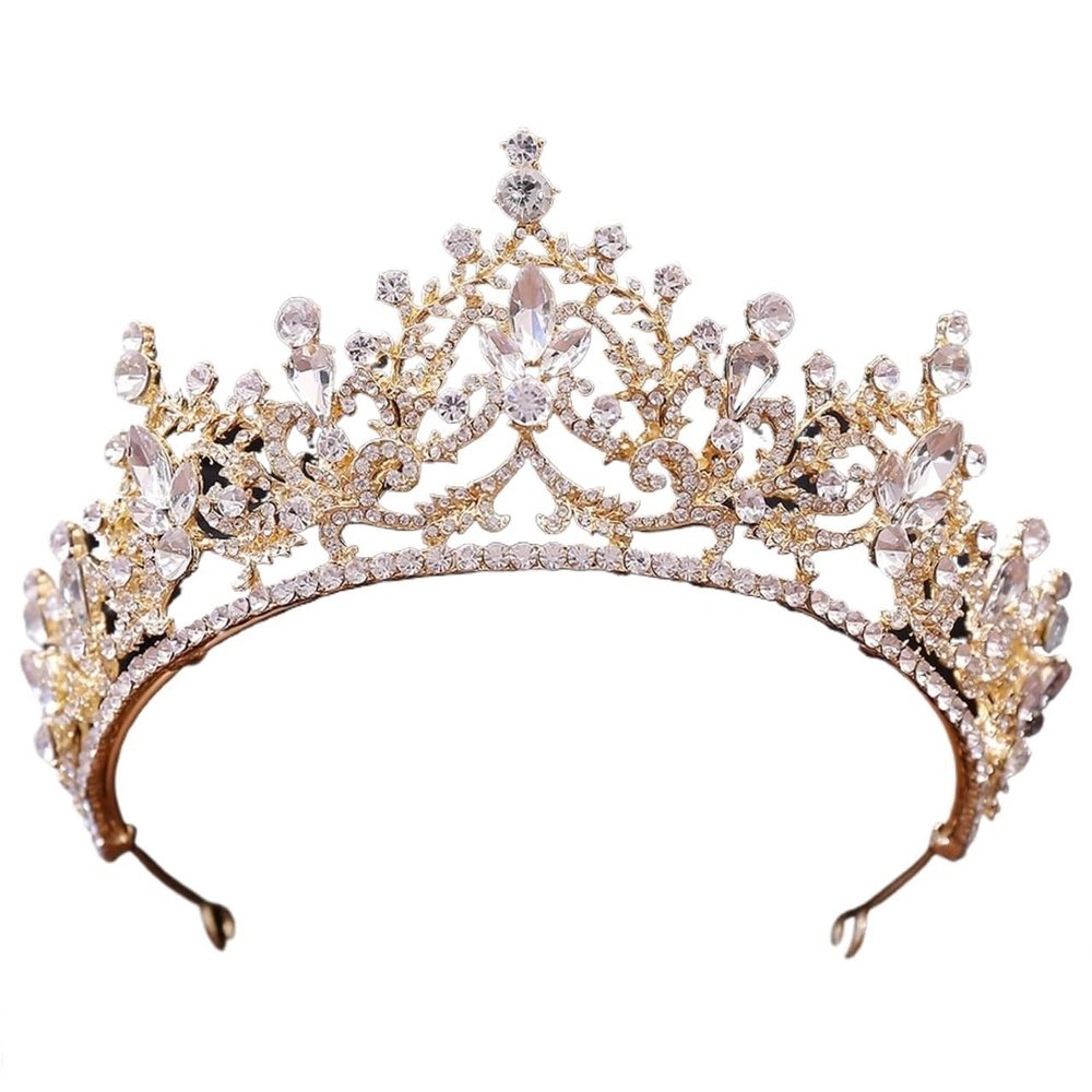 crown,Crowns,tiaras, Tiaraprincess crownWedding Tiara Princess Gold Color Crown Hair Accessories Luxury Crystal Tiara For Women Wedding Headdress Bridal Hair Jewelry (Color : White gold)(White Gold