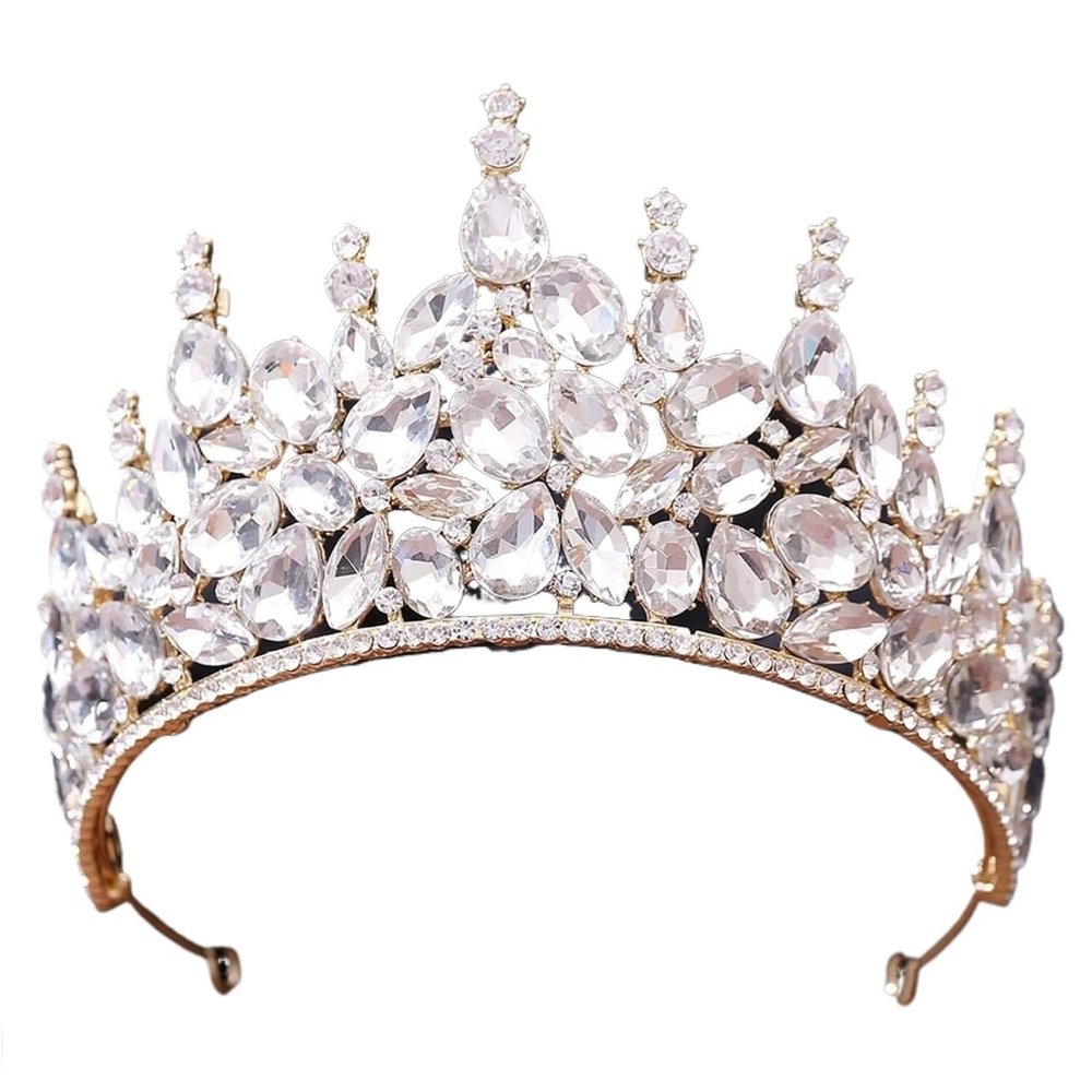 crown,Crowns,tiaras, Tiaraprincess crownWedding Tiara Princess Gold Color Crown Hair Accessories Luxury Crystal Tiara For Women Wedding Headdress Bridal Hair Jewelry (Color : White gold)(White Gold