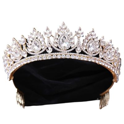crown,Crowns,tiaras, Tiaraprincess crownWedding Tiara Princess Gold Color Crown Hair Accessories Luxury Crystal Tiara For Women Wedding Headdress Bridal Hair Jewelry (Color : White gold)(White Gold