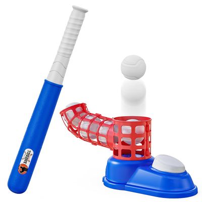 EveStone Toddler T-Ball Set for Kids Includes 10 Balls & Baseball Bat, Easy-Hit Tee Trainer, Red/Blue, for Boys & Girls