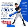 EveStone Toddler T-Ball Set for Kids Includes 10 Balls & Baseball Bat, Easy-Hit Tee Trainer, Red/Blue, for Boys & Girls view 2