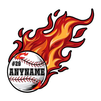 Custom Name Number Baseball Fire Softball Sticker Kids Sports Team Gifts Waterproof Die-Cut Vinyl Decal for Water Bottle Laptop Gifts Personalized Name for Helmet Hard hat Kindle Helmet for Men/Women