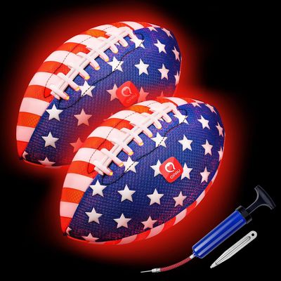 QPAU Glow in the Dark Football, Strong Grip Light Up Ball, Size 6, 2 Pack