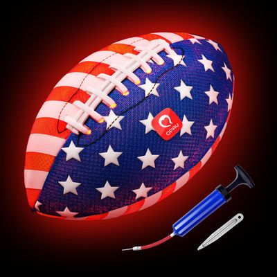 QPAU Glow in the Dark Football, Strong Grip Light Up Football, Size 6