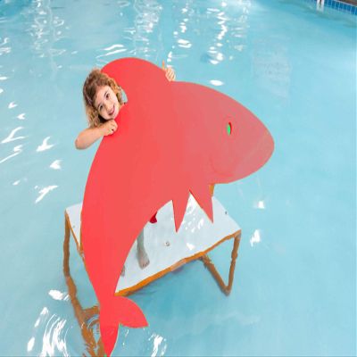 Aquamentor Max The Shark Foam Floating Mat - Durable Swim Trainer, Made in The USA, No Inflation, Logo Ready, Lake Accessories, Lake Water Toys, Foam Mat for Pool - Red, Large (48" x 48" x 1.5")