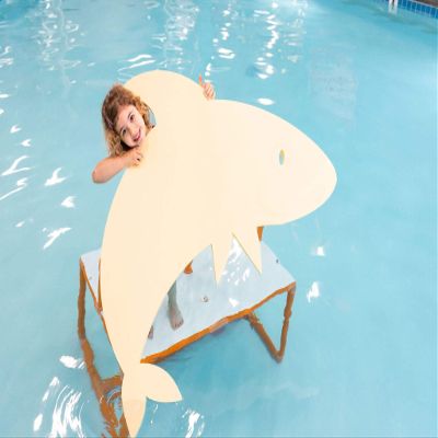 Aquamentor Max The Shark Foam Floating Mat - Durable Swim Trainer, Made in The USA, No Inflation, Logo Ready, Lake Accessories, Lake Water Toys, Foam Mat for Pool - Yellow, Large (48" x 48" x 1.5")