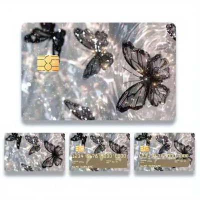 4 PCS Butterfly Credit Card Skin Cover Stickers Set - Waterproof Removable Debit Card Skins for Debit Card Stickers Elegant PVC ID Cover Anti-wrinkling(Butterfly Style 4)