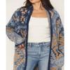 Shyanne Women's Women'S Southwestern Print Eyelash Yarn Duster Navy US view 3
