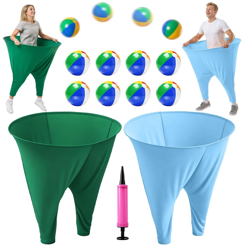 OMKSIH Granny Pants Yard Game Freaky Party Games Pants with Bouncy Balls and Air Pump Oversized Granny Pants Outdoor Game for Adults and Family Interactive Throwing Game for Group Gatherings