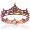 Brishow Rose Gold King Crown for Men Women Light Up Queen Crown Crystal Baroque Royal Crown Black Rhinestone Hair Accessories view 1
