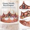 Brishow Rose Gold King Crown for Men Women Light Up Queen Crown Crystal Baroque Royal Crown Black Rhinestone Hair Accessories view 3