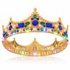 Brishow Gold King Crown for Men Women Light Up Queen Crown Crystal Baroque Royal Crown Blue Green Rhinestone Hair Accessories view 1