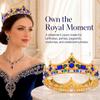 Brishow Gold King Crown for Men Women Light Up Queen Crown Crystal Baroque Royal Crown Blue Green Rhinestone Hair Accessories view 2