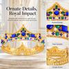 Brishow Gold King Crown for Men Women Light Up Queen Crown Crystal Baroque Royal Crown Blue Green Rhinestone Hair Accessories view 3