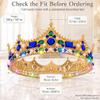Brishow Gold King Crown for Men Women Light Up Queen Crown Crystal Baroque Royal Crown Blue Green Rhinestone Hair Accessories view 4