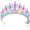 Brishow Light Up Princess Purple Crystal Tiara Rhinestones Crown Silver Sparkly Queen Crown Glowing Pageant Hair Piece for Women view 1