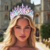 Brishow Light Up Princess Purple Crystal Tiara Rhinestones Crown Silver Sparkly Queen Crown Glowing Pageant Hair Piece for Women view 4