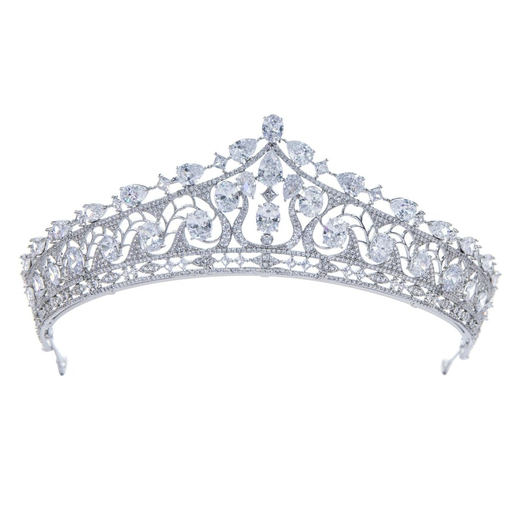 5A Cubic Zirconia Bridal Tiara Crown - CH10481 Princess Headpiece