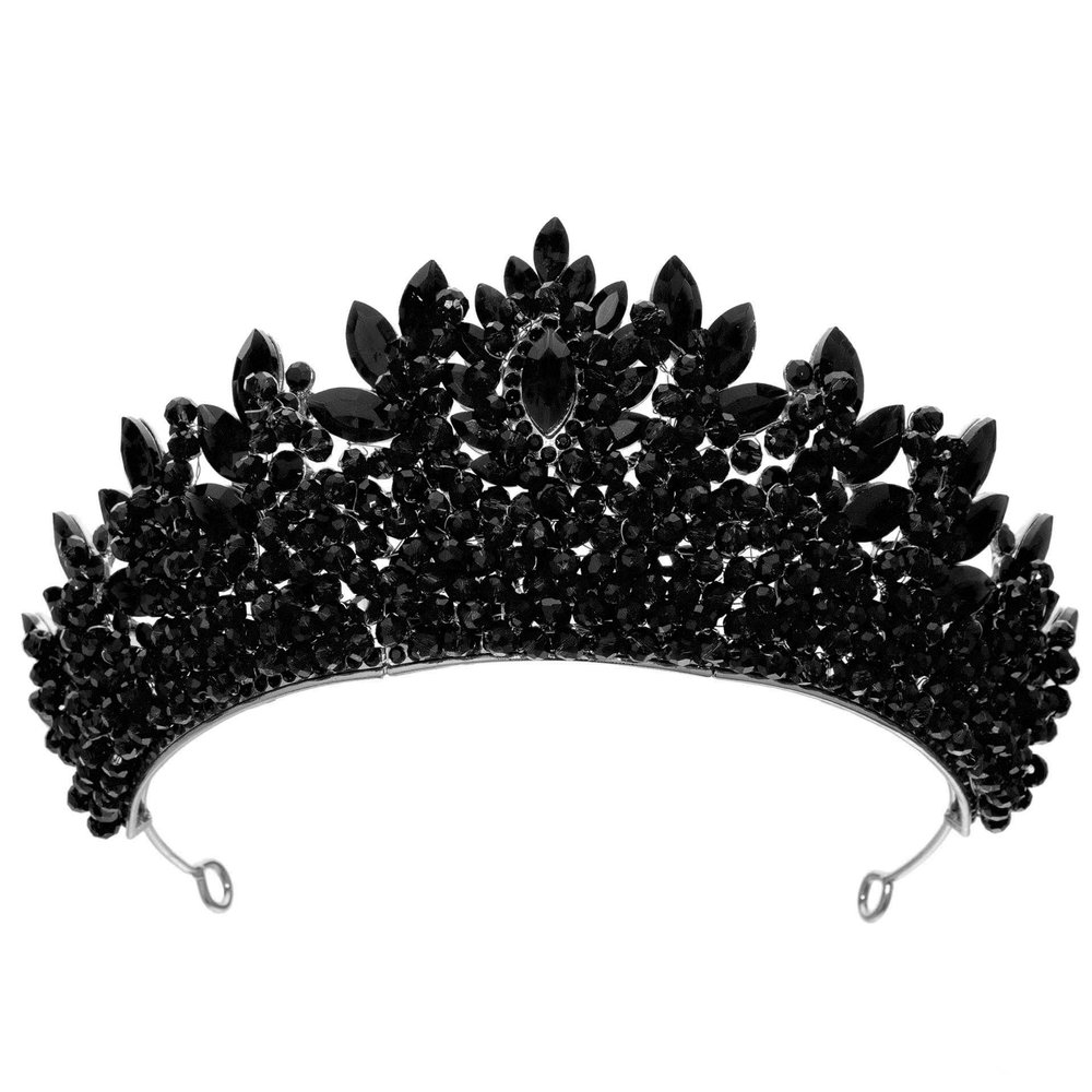 QXMYOO Black Tiara for Women - Gothic Rhinestones Crown for Pageant, Quinceanera, Wedding, Birthday, Prom, Homecoming