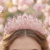 QXMYOO Pink Crown for Women 3" Wedding Tiara Crystal Princess Crowns for Sweet 16 Birthday Quinceanera Coronas Para 15 Aos (Pink) view 2