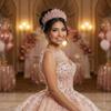 QXMYOO Pink Crown for Women 3" Wedding Tiara Crystal Princess Crowns for Sweet 16 Birthday Quinceanera Coronas Para 15 Aos (Pink) view 3