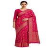 Banarasi Dola Silk Pre-Pleated Saree with Blouse Sizes 36 to 44 (Rani Pink, XXL) view 1