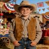 Boihedy Toddler Purple Pink Leathet Vest for Kids Cowboy Suede Leather Retro Western Style Sleeveless Waistcoat 2T view 3