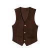 Boihedy Toddler Red Brown Leathet Vest for Kids Cowboy Suede Leather Retro Western Style Vintage Sleeveless Waistcoat 2T view 1