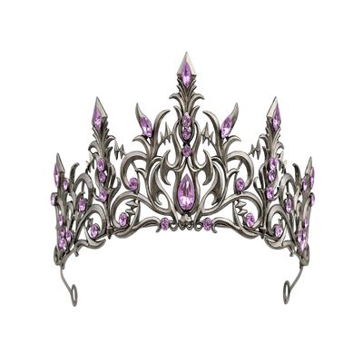 Black Purple Gothic Crystal Crown for Women, Mystic Enchantress Rhinestone Tiara, Arcane Baroque Headpiece for Adult Cosplay, Prom Party, Fantasy Events & Dramatic Photoshoots