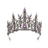 Black Purple Gothic Crystal Crown for Women, Mystic Enchantress Rhinestone Tiara, Arcane Baroque Headpiece for Adult Cosplay, Prom Party, Fantasy Events & Dramatic Photoshoots view 1