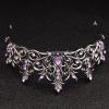 Black Purple Gothic Crystal Crown for Women, Mystic Enchantress Rhinestone Tiara, Arcane Baroque Headpiece for Adult Cosplay, Prom Party, Fantasy Events & Dramatic Photoshoots view 3