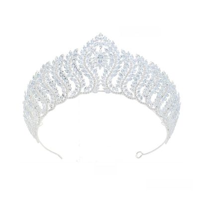 14K Gold Regal Moissanite Queen Bridal Crown, Handcrafted Crystal Wedding Headpiece & Hair Accessory, Premium Gift for Brides, Anniversary or Formal Galas (Style 1)