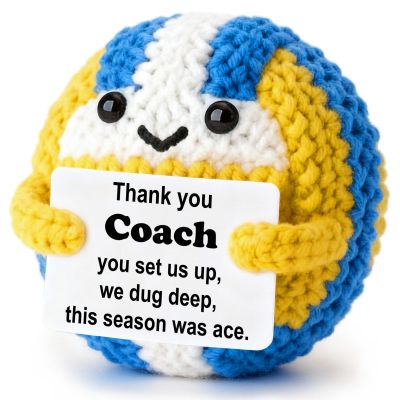 Weming Volleyball Coach Gifts, Handmade Crochet Volleyball with Thank You Coach Sign, Teacher Appreciation Week Gift, End of Season Thank You Present for Coach