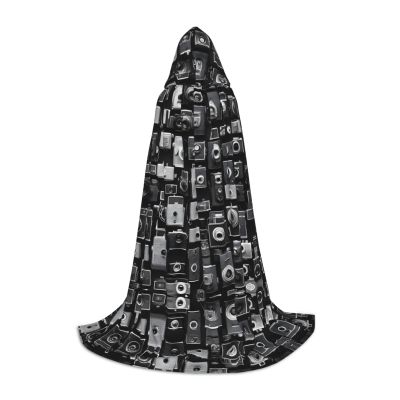 LYWGGDSBCX Retro Cool Camera Collection Print Hooded Cape For Teenagers For Halloween, Cosplay And Themed Parties
