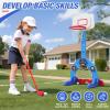 HYES Kid Basketball Hoop, 3-in-1 Sports Activity Center, Blue view 4