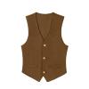Boihedy Kids Brown Retro Vests for Toddler Cowboy Suede Leather Western Style Waistcoat 3T view 1