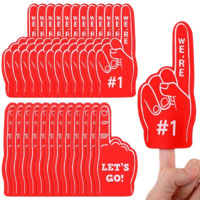 Elegaperma 24 Pcs Foam Finger #1, Foam Fingers Bulk, Mini Foam Fingers for Fun Photos and Easy On/Off Wear, Red Foam Finger #1 Perfect for Cheering at Football, Basketball, and Baseball Games