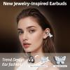Jewelry-Inspired Clip On Earbuds, Open Ear Clip-On Headphones,Wireless Bluetooth Ear Cuff Headphones for Women,Mini Wireless Earrings Earbuds for Running, Office, Sport & Gift (Butterfly - Black) view 2