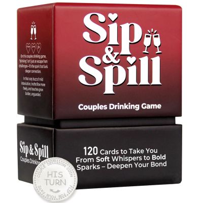 LIMGUVK Valentines Gift for Couples, Gift for Him Sip & Spill Couples Card Game, 120 Fun Dares & Conversation Cards with Metal Decision Coin, Romantic Date Night Game